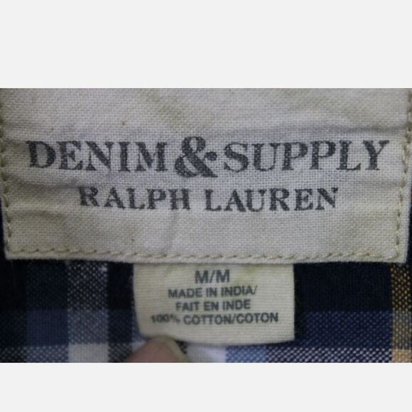 Denim & Supply Ralph Lauren Mens M Medium Blue Plaid Button Up Shirt - Picture 7 of 7